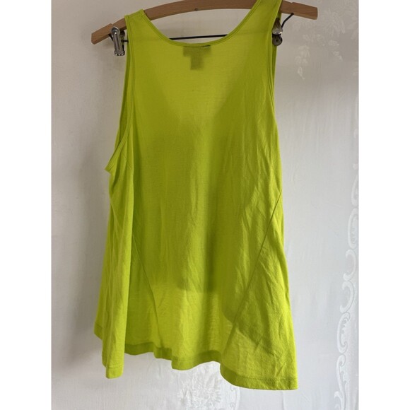 2000s Y2K Self Esteem Neon Green Animal Print Tank Top Medium high Low Top - Picture 4 of 9